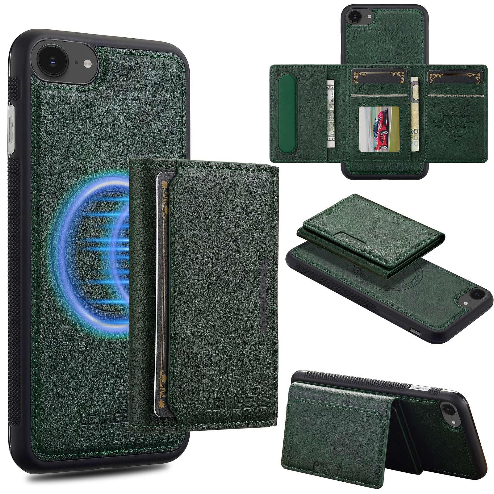 For-iPhone-17e-/-16e-LC.IMEEKE-L5-Series-Detachable-RFID-Card-Bag-Magsafe-Phone-Case(Green)