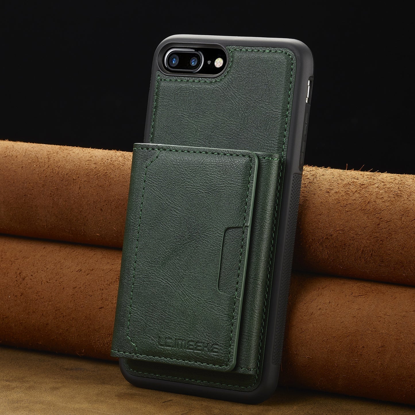 For-iPhone-17e-/-16e-LC.IMEEKE-L5-Series-Detachable-RFID-Card-Bag-Magsafe-Phone-Case(Green)