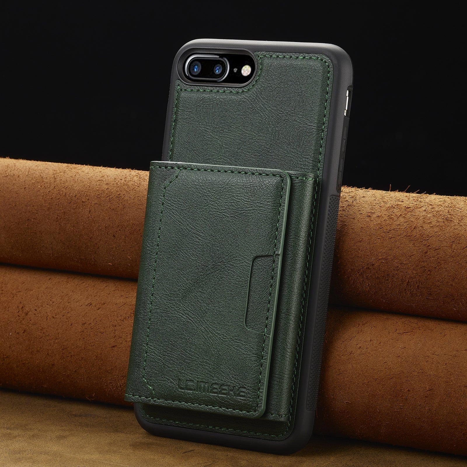For-iPhone-17e-/-16e-LC.IMEEKE-L5-Series-Detachable-RFID-Card-Bag-Magsafe-Phone-Case(Green)
