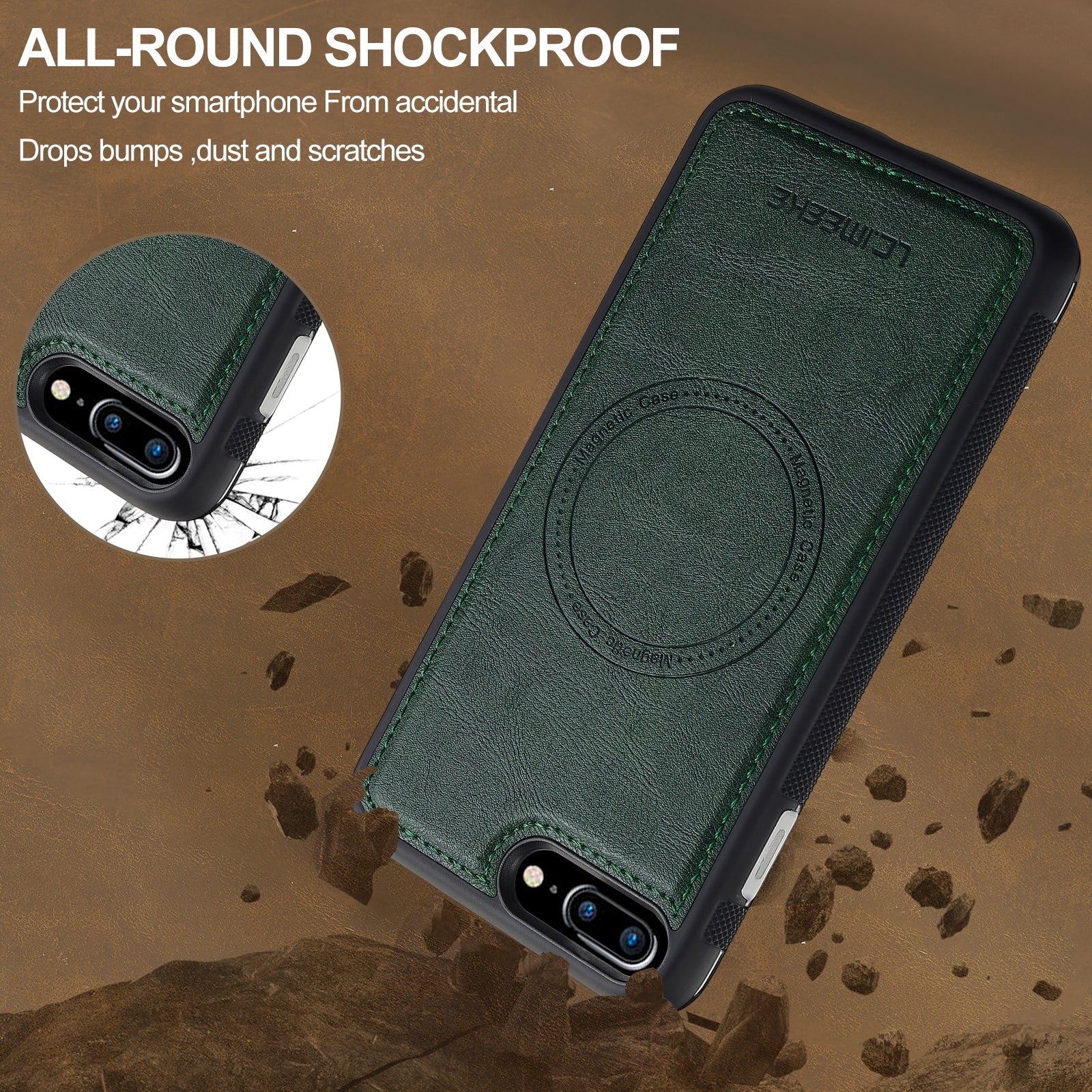 For-iPhone-17e-/-16e-LC.IMEEKE-L5-Series-Detachable-RFID-Card-Bag-Magsafe-Phone-Case(Green)