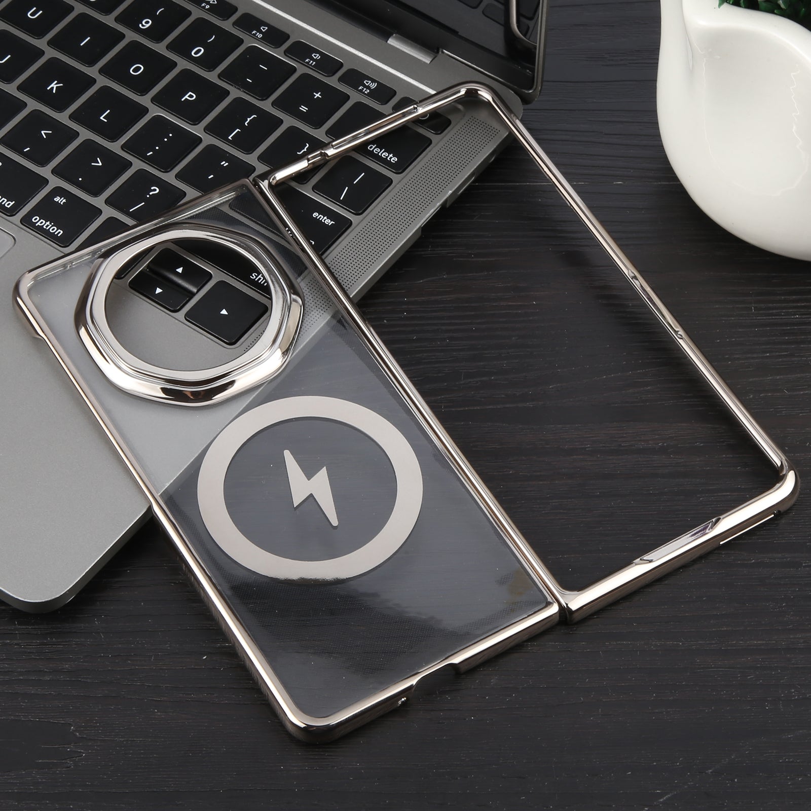 For-Honor-Magic-V3-6D-Glossy-Electroplated-PC-MagSafe-Phone-Case(Titanium-Gray)