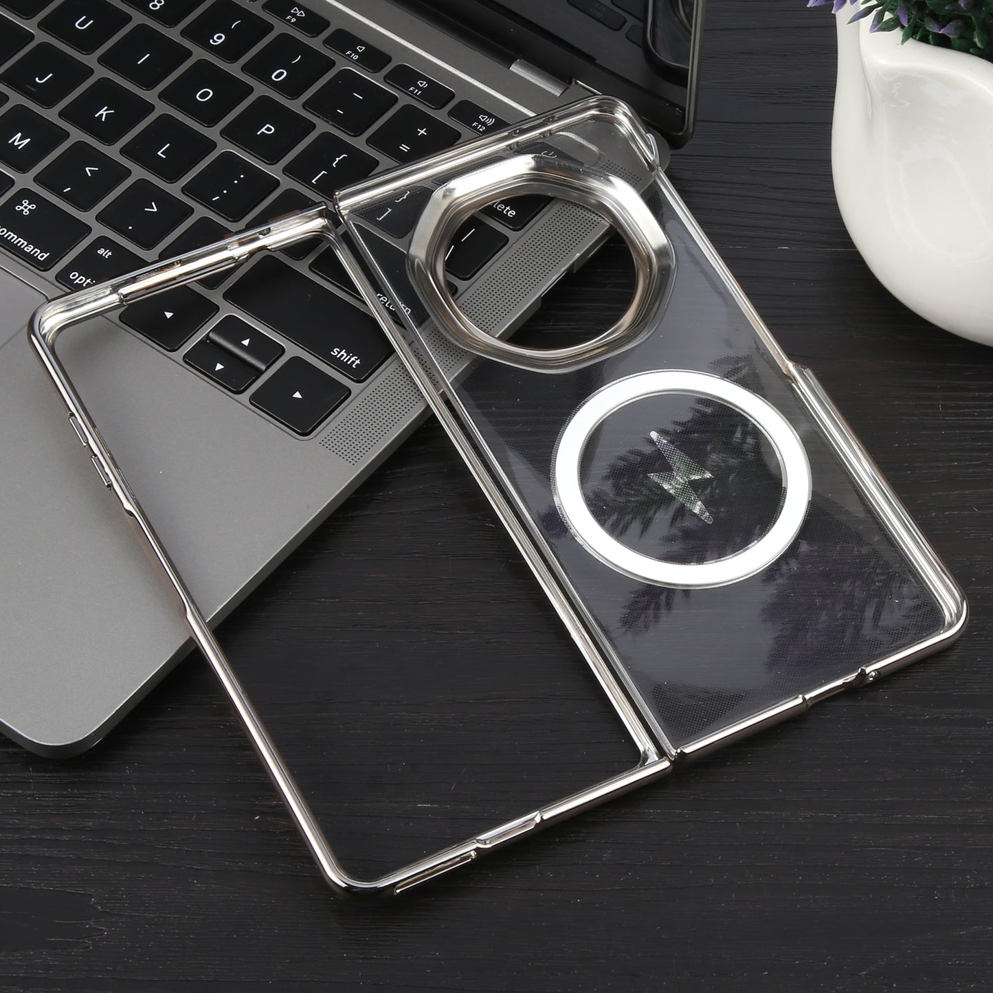 For-Honor-Magic-V3-6D-Glossy-Electroplated-PC-MagSafe-Phone-Case(Titanium-Gray)