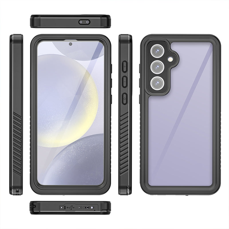 For-Samsung-Galaxy-S24-FE-5G-RedPepper-Shockproof-IP68-Waterproof-PC-Hybrid-TPU-Phone-Case(Black)