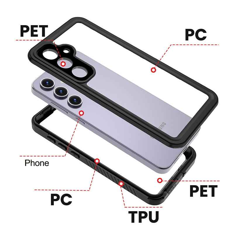 For-Samsung-Galaxy-S24-FE-5G-RedPepper-Shockproof-IP68-Waterproof-PC-Hybrid-TPU-Phone-Case(Black)