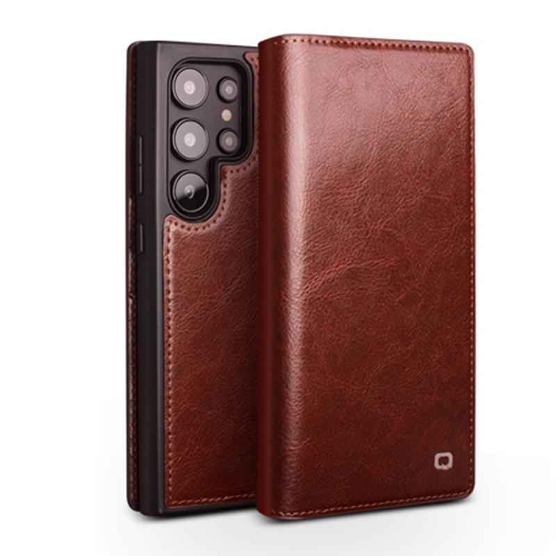 For-Samsung-Galaxy-S25-Ultra-5G-QIALINO-Genuine-Leather-Phone-Case(Brown)