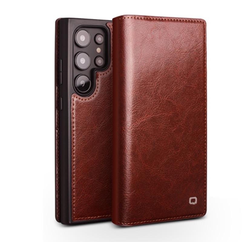 For-Samsung-Galaxy-S25-Ultra-5G-QIALINO-Genuine-Leather-Phone-Case(Brown)