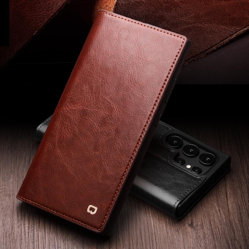 For-Samsung-Galaxy-S25-Ultra-5G-QIALINO-Genuine-Leather-Phone-Case(Brown)