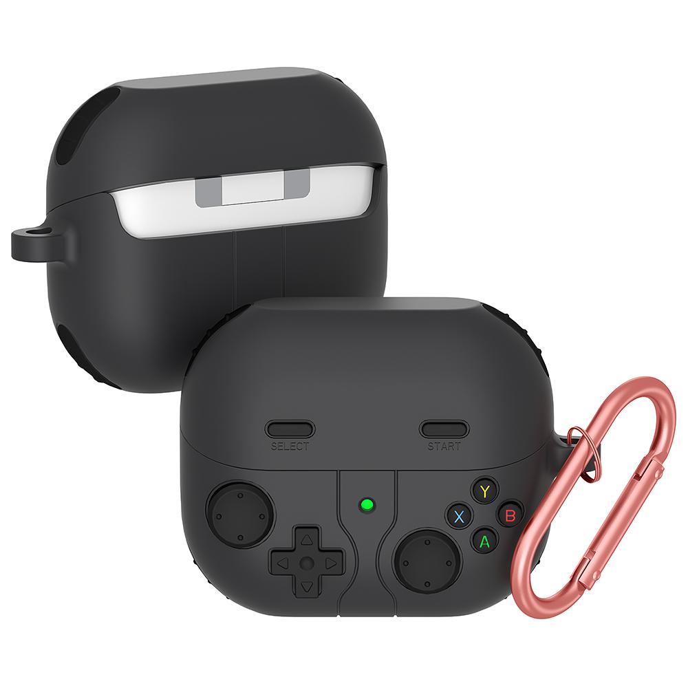 For-Samsung-Galaxy-Buds3-/-Buds3-Pro-Retro-Game-Console-Style-Silicone-Earbuds-Case(Dark-Grey)