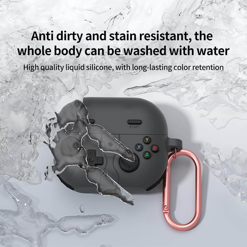 For-Samsung-Galaxy-Buds3-/-Buds3-Pro-Retro-Game-Console-Style-Silicone-Earbuds-Case(Dark-Grey)