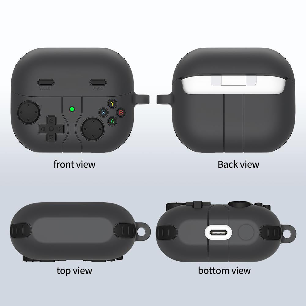 For-Samsung-Galaxy-Buds3-/-Buds3-Pro-Retro-Game-Console-Style-Silicone-Earbuds-Case(Dark-Grey)