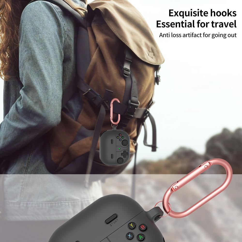 For-Samsung-Galaxy-Buds3-/-Buds3-Pro-Retro-Game-Console-Style-Silicone-Earbuds-Case(Dark-Grey)