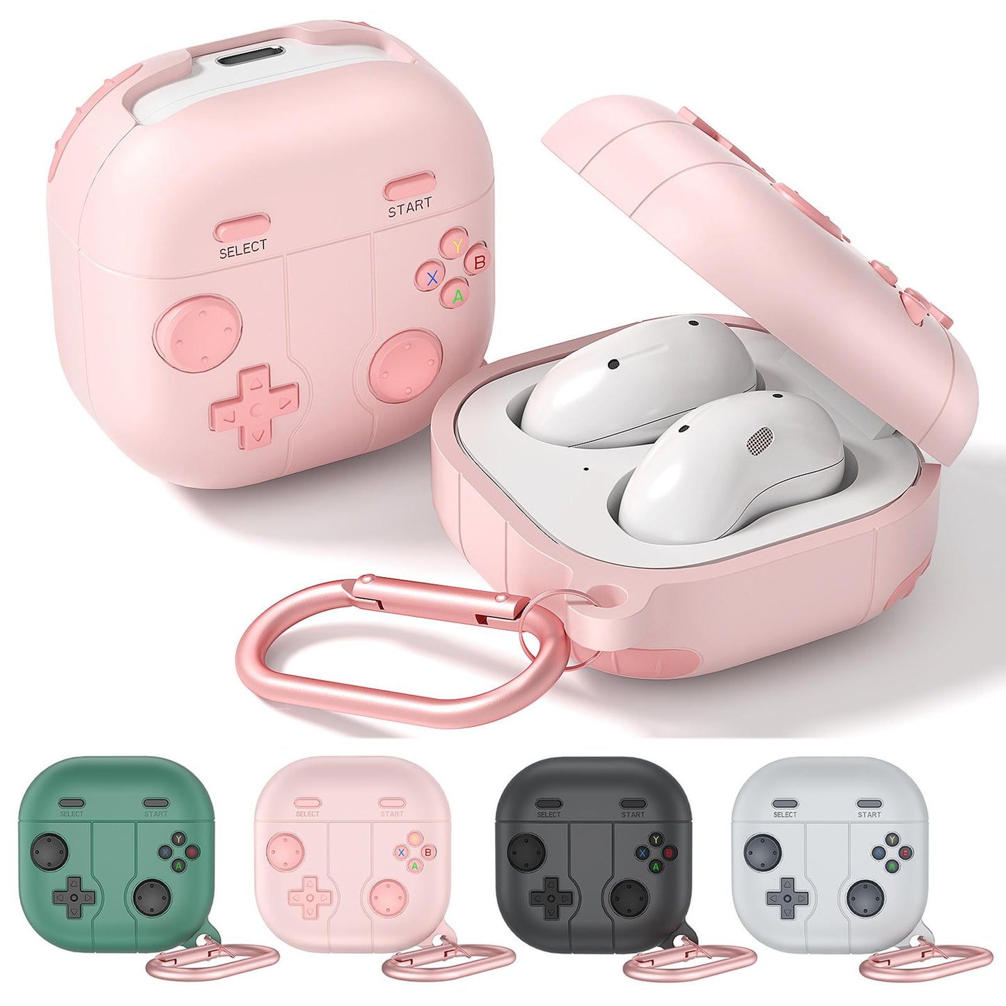 For-Samsung-Galaxy-Buds3-/-Buds3-Pro-Retro-Game-Console-Style-Silicone-Earbuds-Case(Dark-Grey)