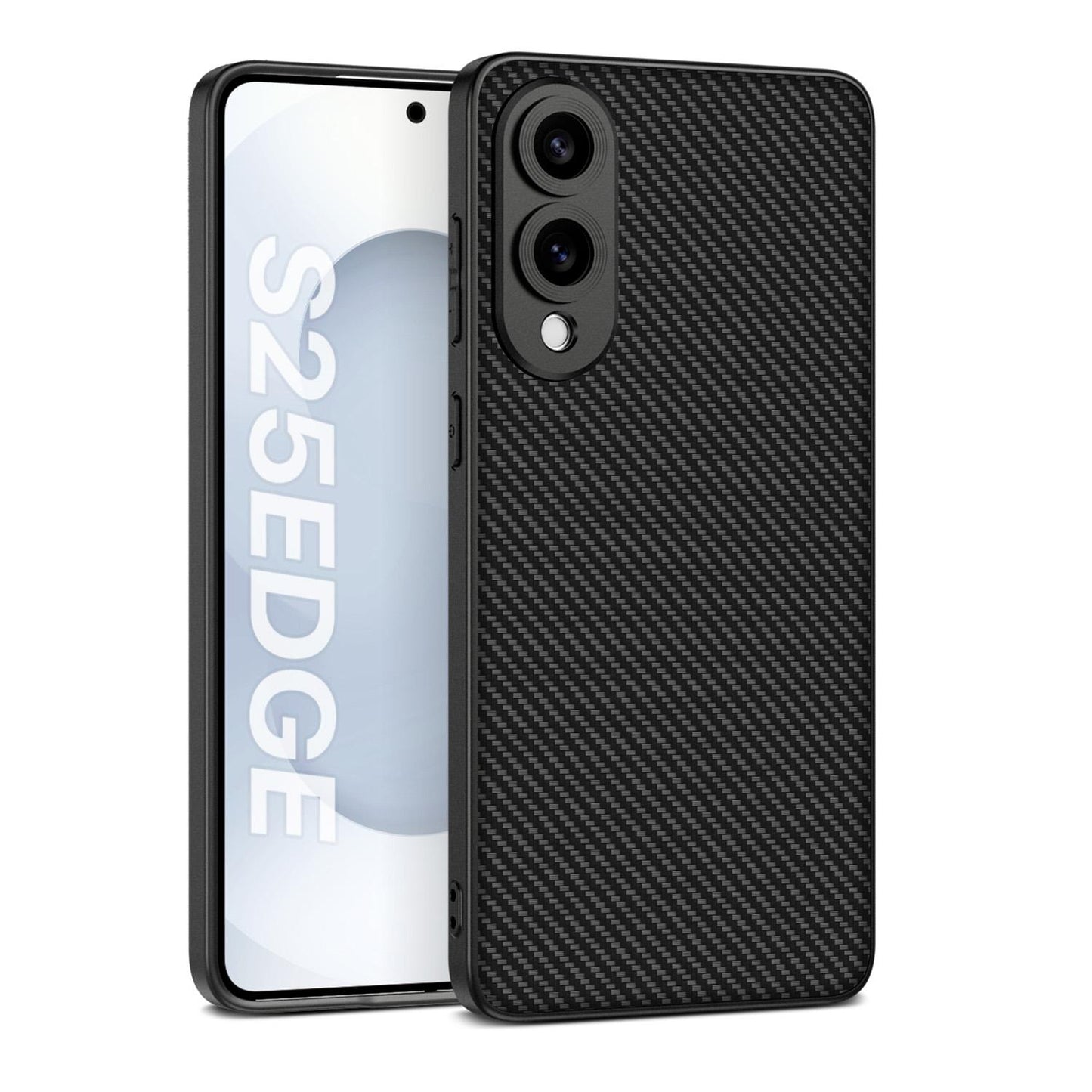 For-Samsung-Galaxy-S25-Edge-5G-GKK-Metal-Paint-Skin-Feel-Leather-Full-Coverage-Phone-Case(Carbon-Fiber-Texture)