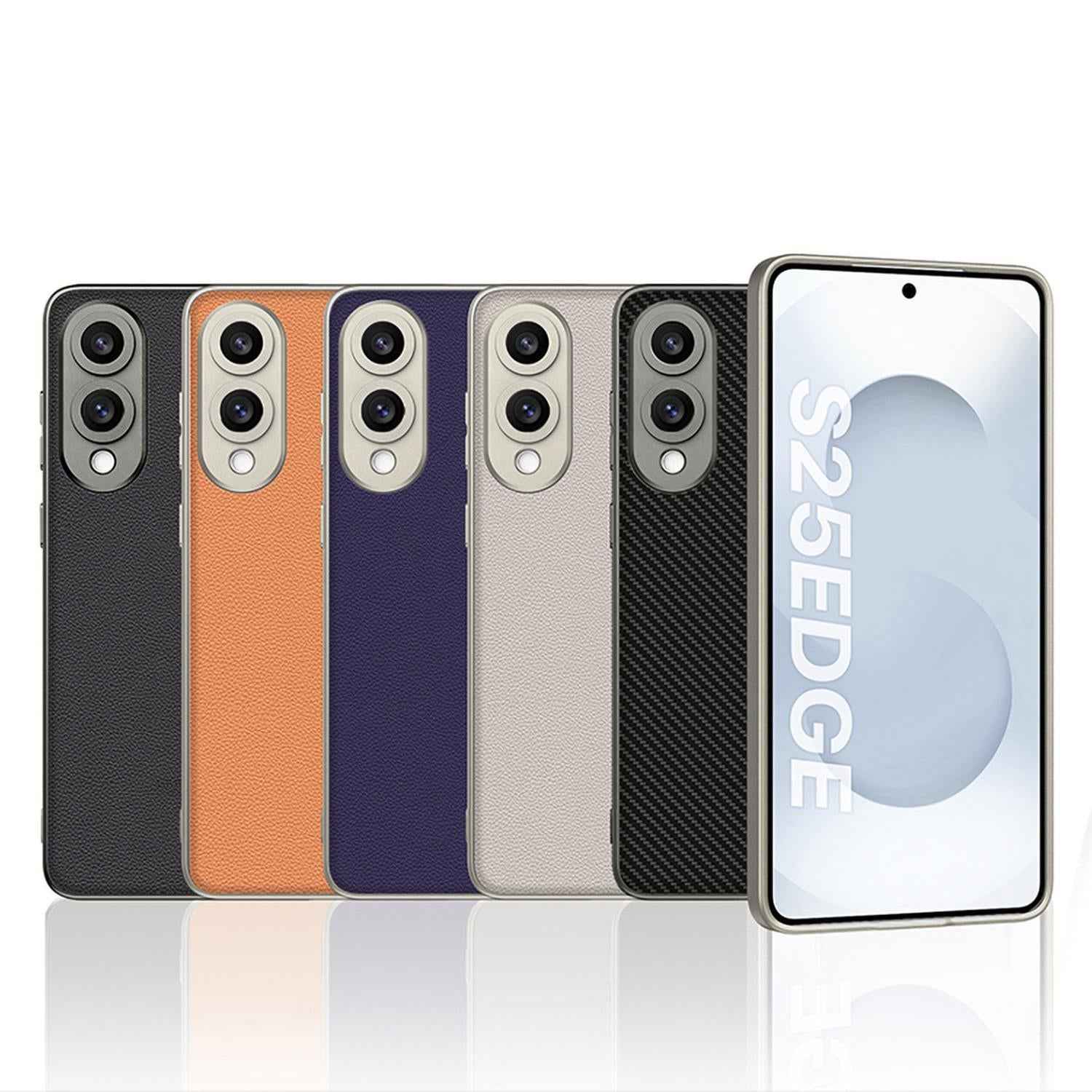 For-Samsung-Galaxy-S25-Edge-5G-GKK-Metal-Paint-Skin-Feel-Leather-Full-Coverage-Phone-Case(Carbon-Fiber-Texture)