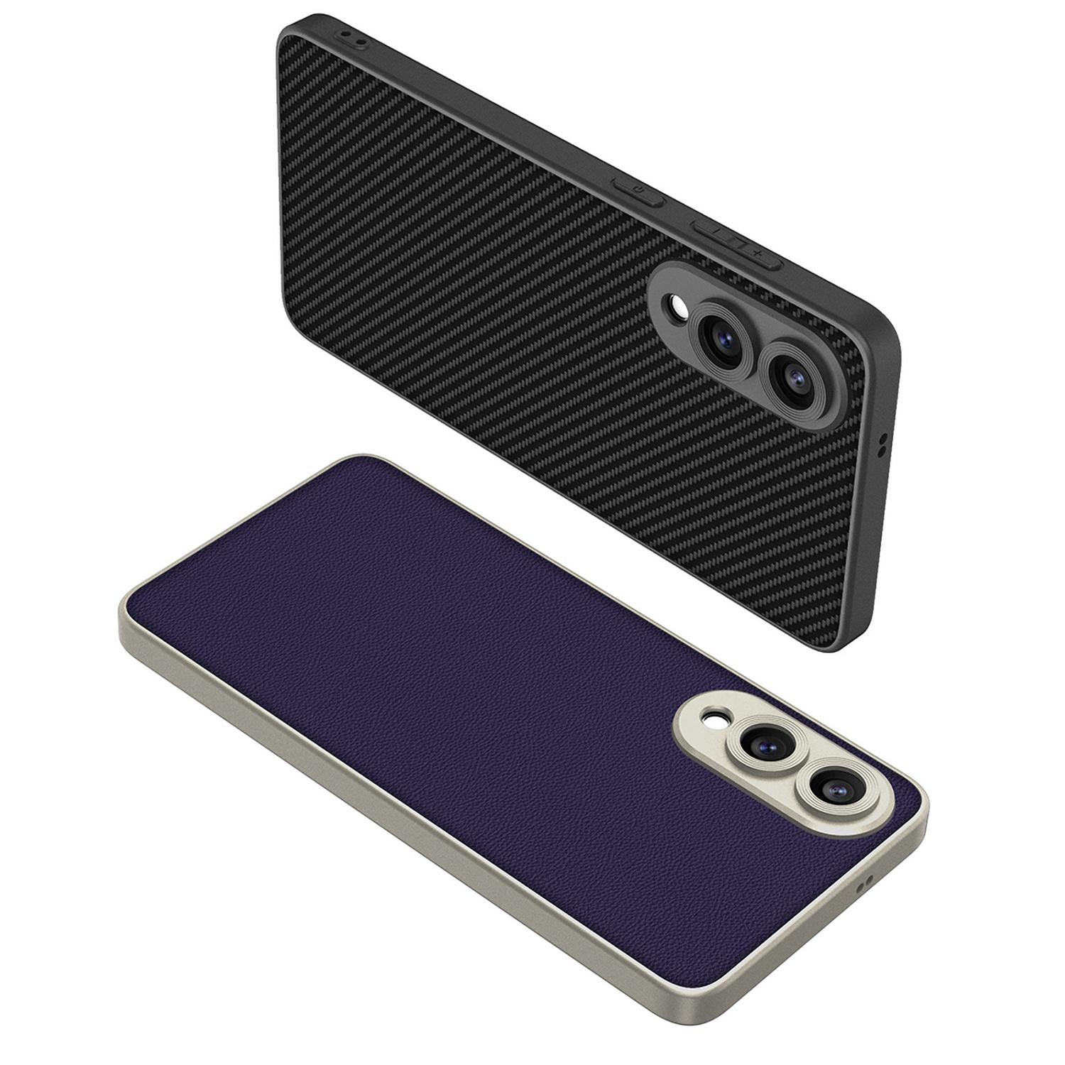 For-Samsung-Galaxy-S25-Edge-5G-GKK-Metal-Paint-Skin-Feel-Leather-Full-Coverage-Phone-Case(Carbon-Fiber-Texture)