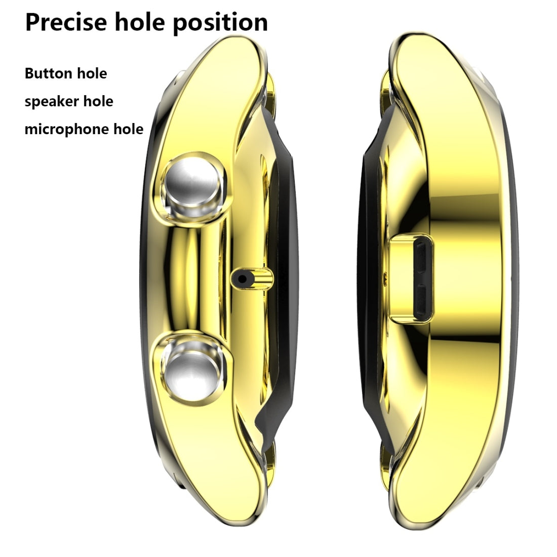 For-Samsung-Galaxy-Watch-3-45mm-Electroplating-Hollow-Half-pack-TPU-Protective-Case(Golden)