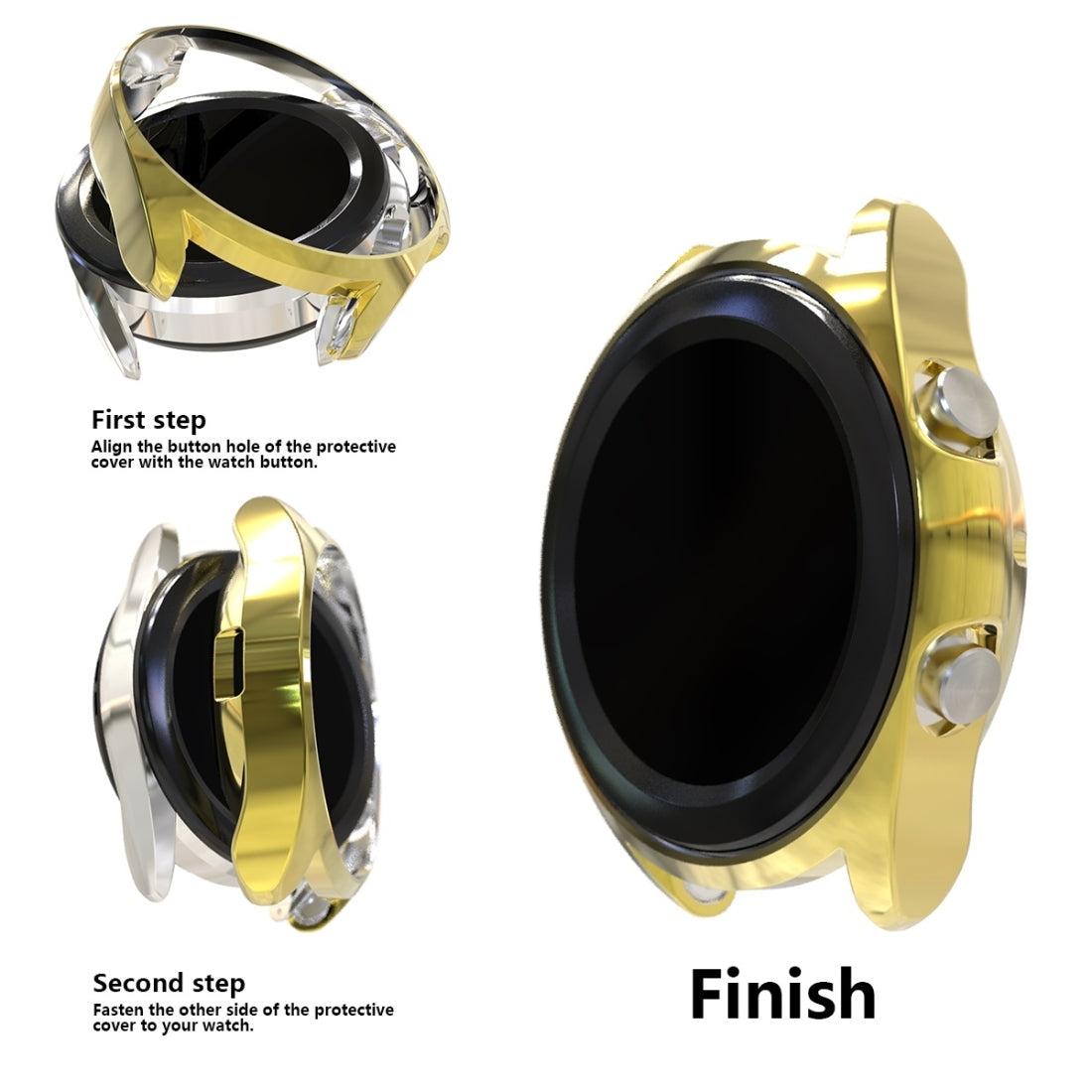 For-Samsung-Galaxy-Watch-3-45mm-Electroplating-Hollow-Half-pack-TPU-Protective-Case(Golden)