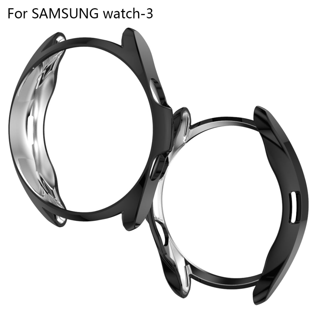 For-Samsung-Galaxy-Watch-3-45mm-Electroplating-Hollow-Half-pack-TPU-Protective-Case(Black)