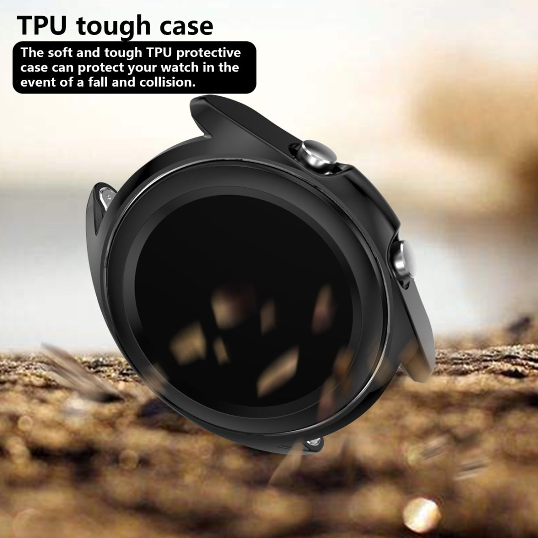 For-Samsung-Galaxy-Watch-3-45mm-Electroplating-Hollow-Half-pack-TPU-Protective-Case(Black)