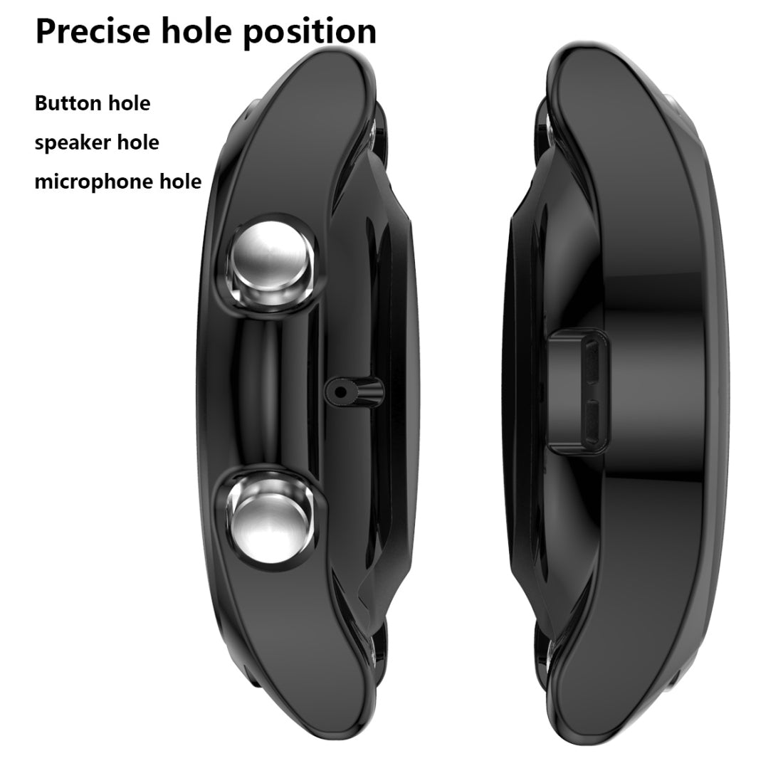 For-Samsung-Galaxy-Watch-3-45mm-Electroplating-Hollow-Half-pack-TPU-Protective-Case(Black)
