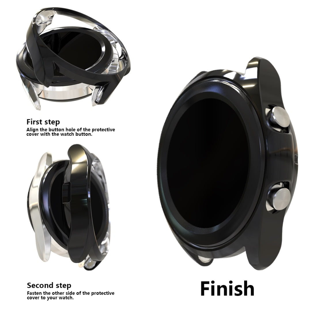 For-Samsung-Galaxy-Watch-3-45mm-Electroplating-Hollow-Half-pack-TPU-Protective-Case(Black)
