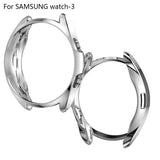 For-Samsung-Galaxy-Watch-3-45mm-Electroplating-Hollow-Half-pack-TPU-Protective-Case(Silver)