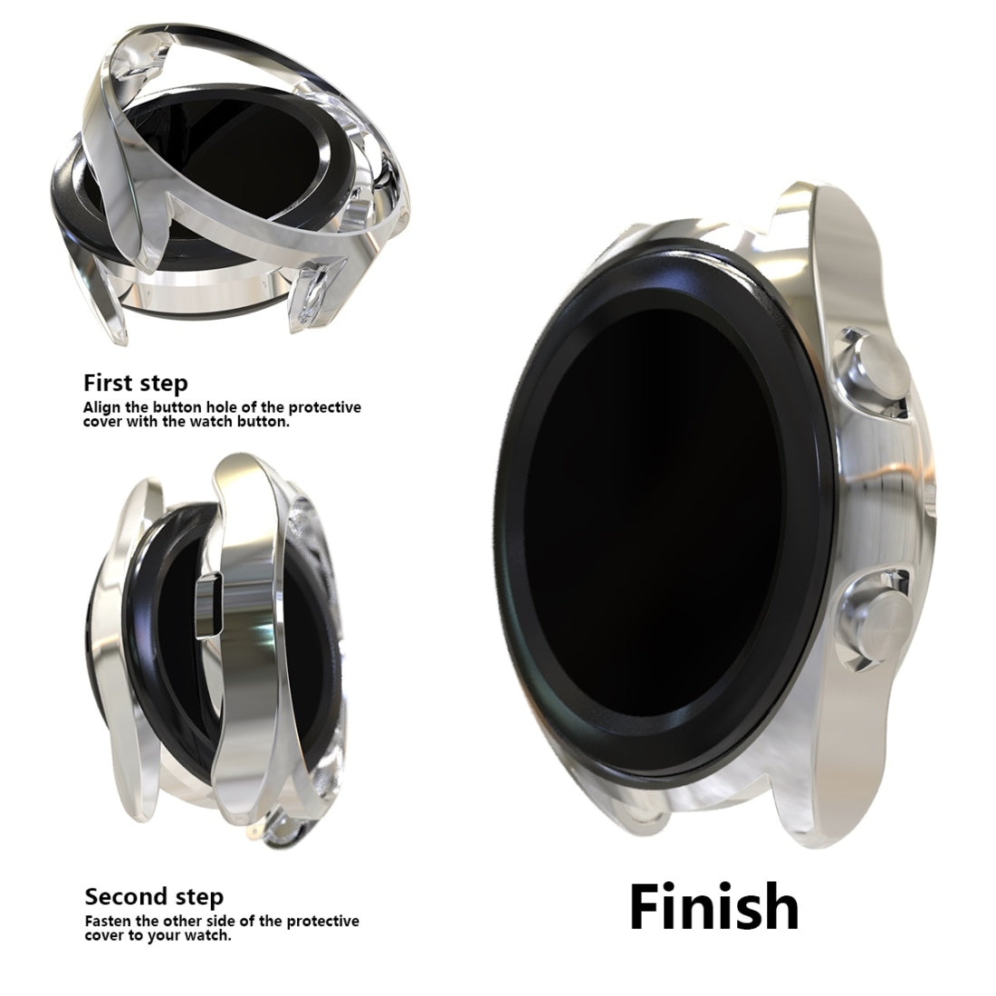 For-Samsung-Galaxy-Watch-3-45mm-Electroplating-Hollow-Half-pack-TPU-Protective-Case(Silver)