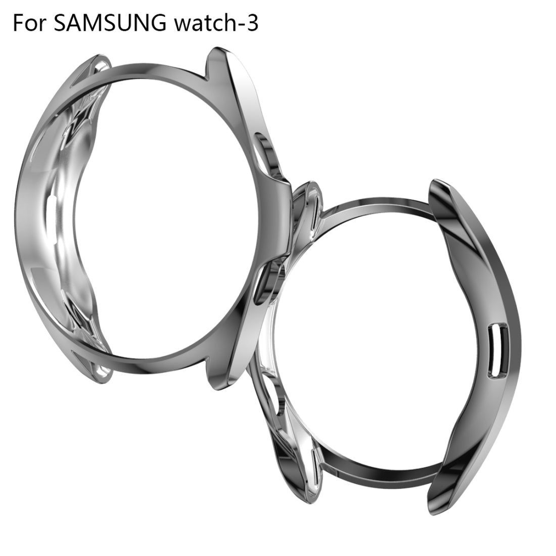 For-Samsung-Galaxy-Watch-3-45mm-Electroplating-Hollow-Half-pack-TPU-Protective-Case(Gray)