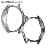 For-Samsung-Galaxy-Watch-3-45mm-Electroplating-Hollow-Half-pack-TPU-Protective-Case(Gray)