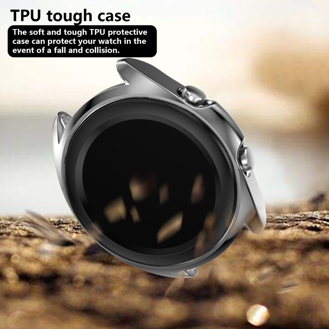 For-Samsung-Galaxy-Watch-3-45mm-Electroplating-Hollow-Half-pack-TPU-Protective-Case(Gray)