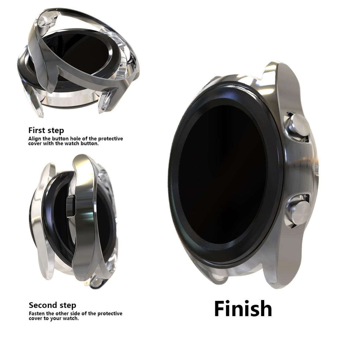 For-Samsung-Galaxy-Watch-3-45mm-Electroplating-Hollow-Half-pack-TPU-Protective-Case(Gray)