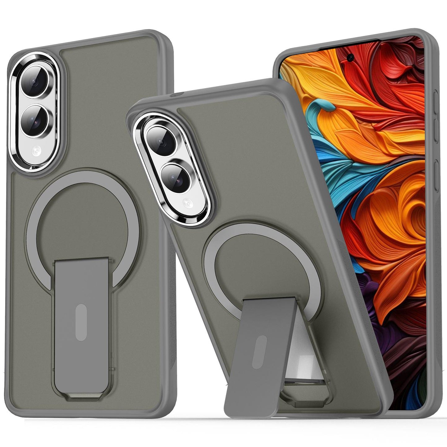 For-Samsung-Galaxy-S25-Edge-5G-Acrylic-Hybrid-TPU-MagSafe-Holder-Phone-Case(Titanium-Grey)