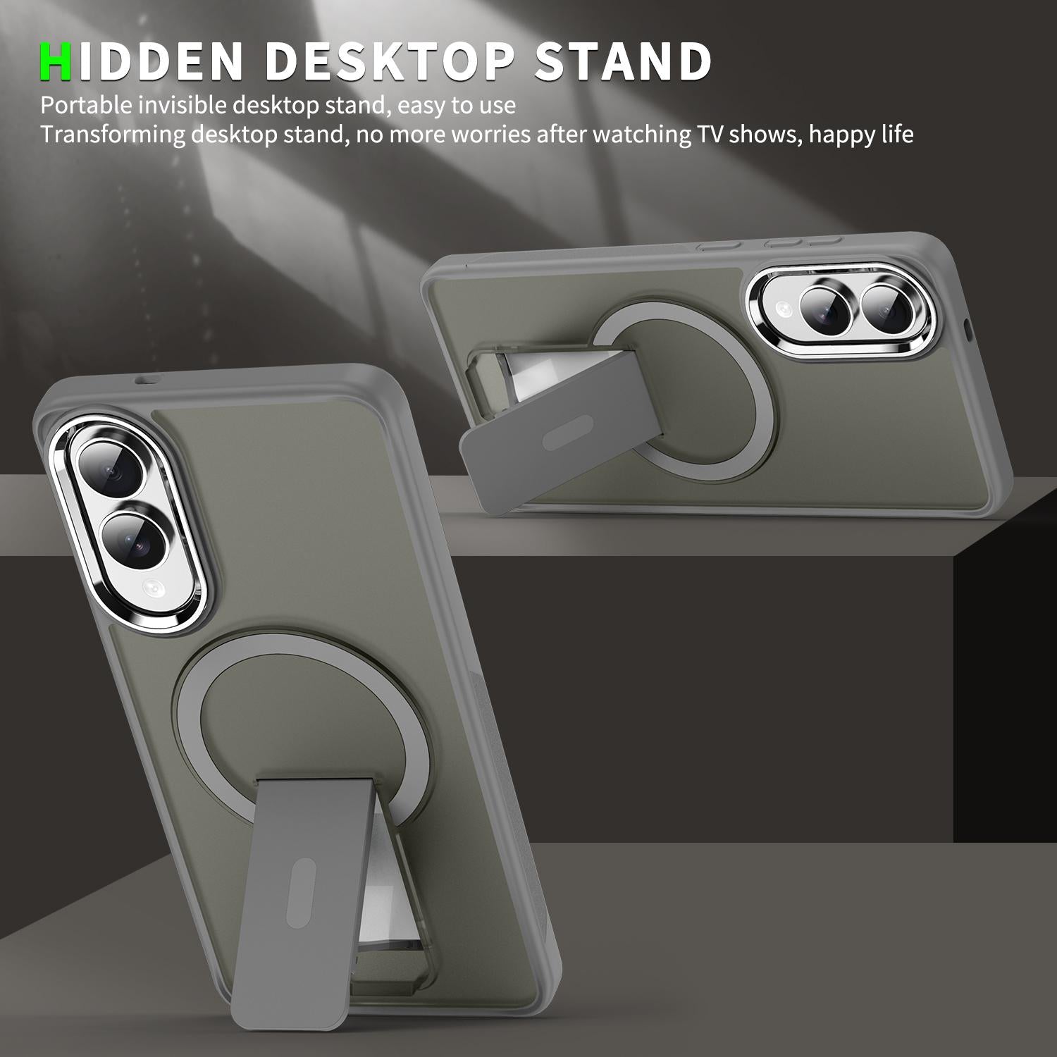For-Samsung-Galaxy-S25-Edge-5G-Acrylic-Hybrid-TPU-MagSafe-Holder-Phone-Case(Titanium-Grey)