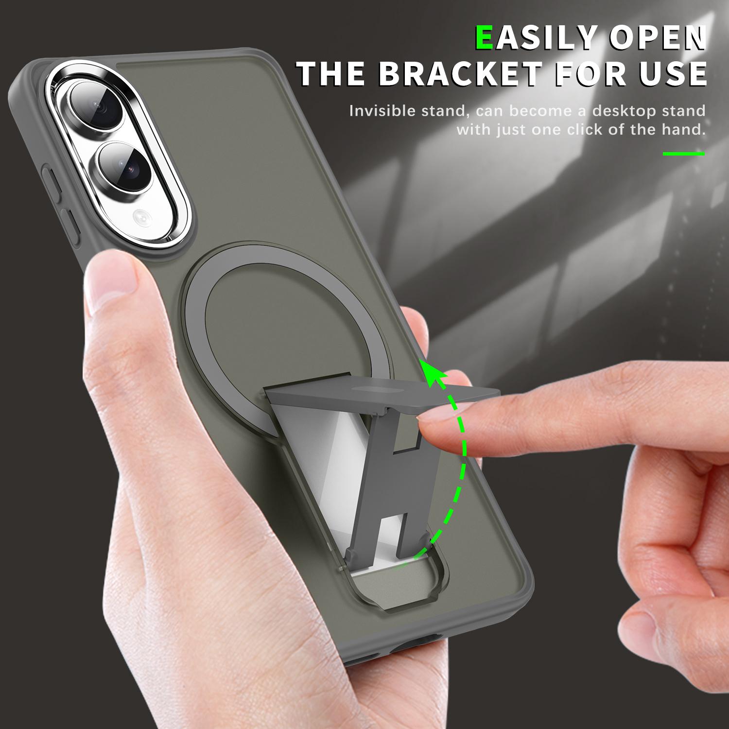 For-Samsung-Galaxy-S25-Edge-5G-Acrylic-Hybrid-TPU-MagSafe-Holder-Phone-Case(Titanium-Grey)