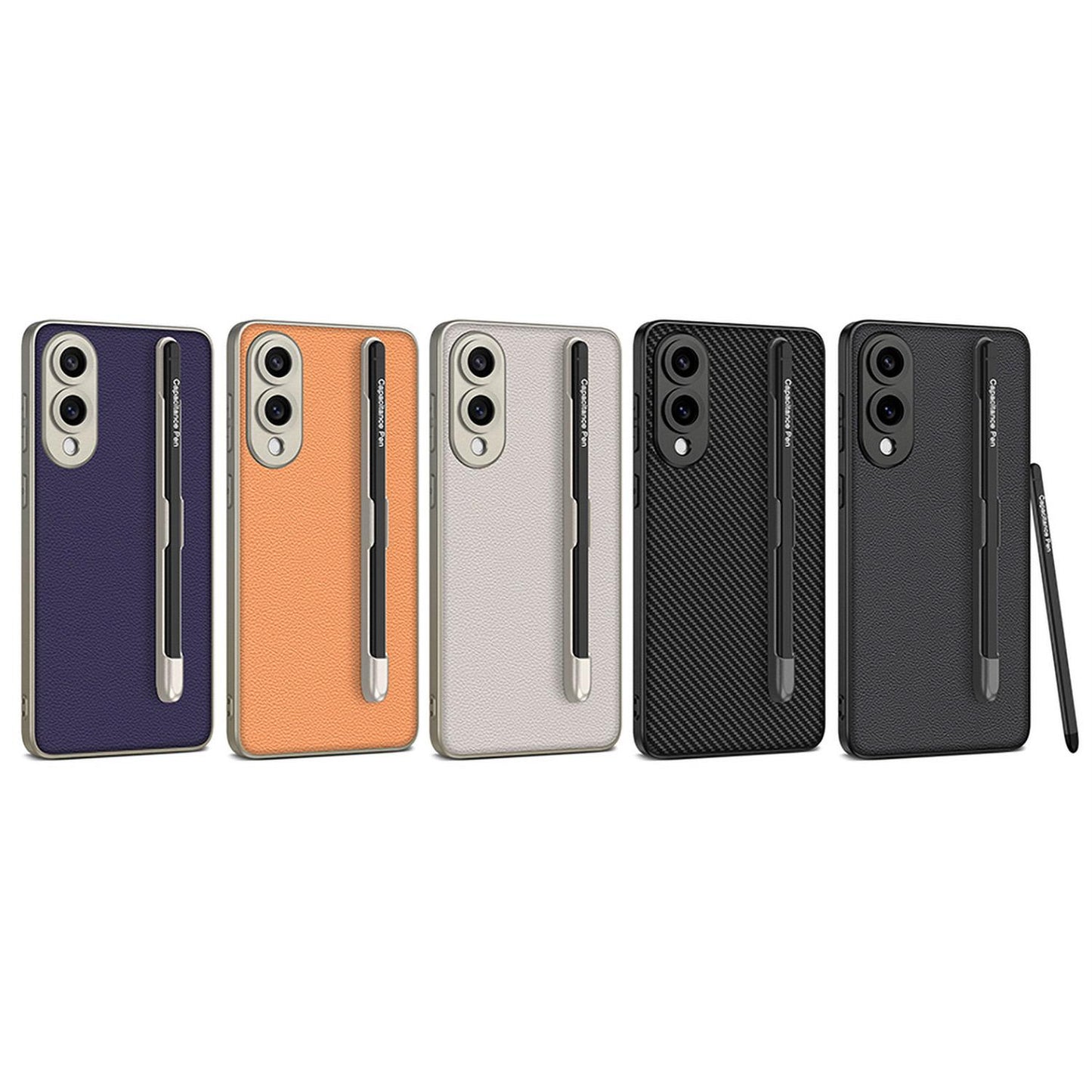 For-Samsung-Galaxy-S25-Edge-5G-GKK-Metal-Paint-Skin-Feel-Leather-Phone-Case-with-Pen(Carbon-Fiber-Black)