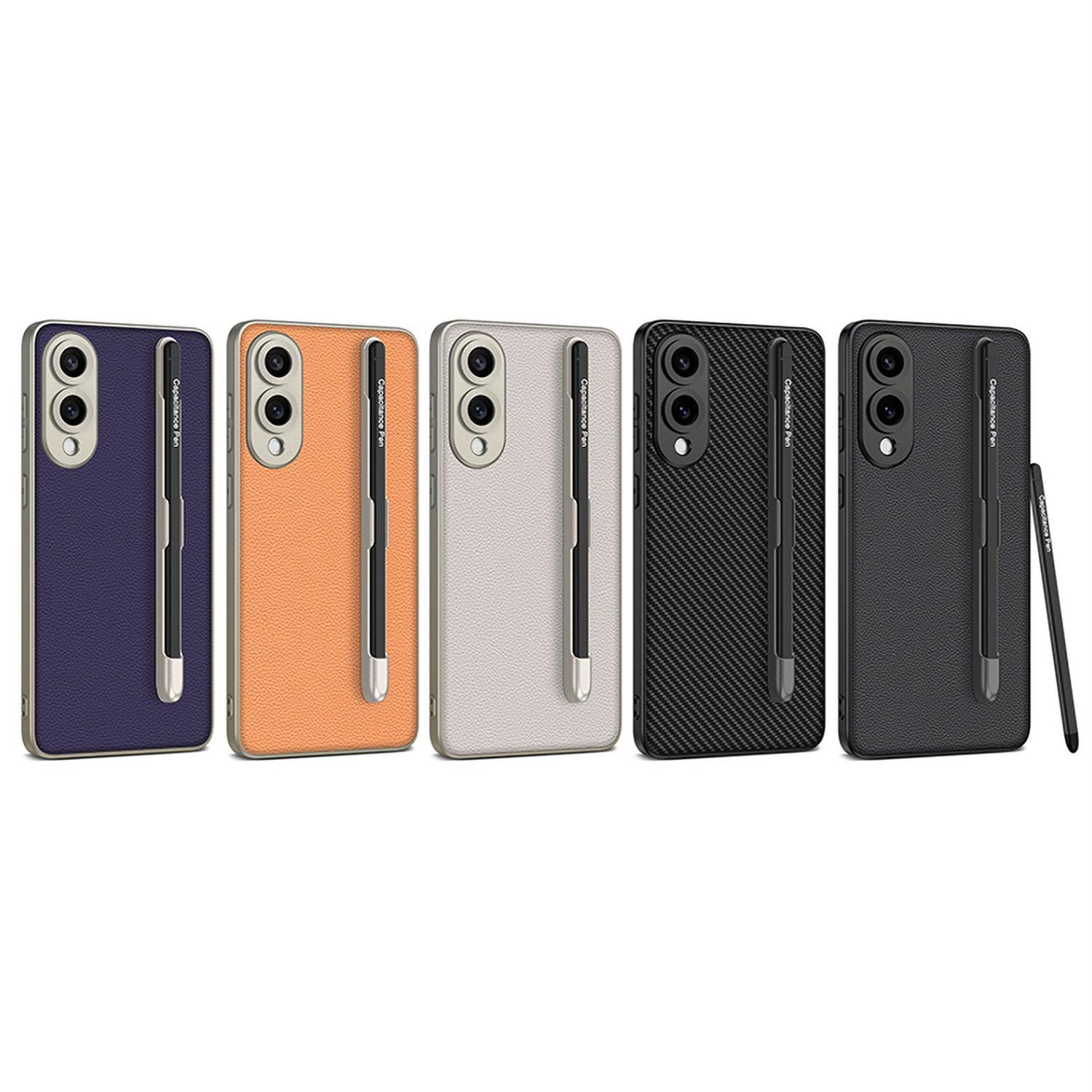 For-Samsung-Galaxy-S25-Edge-5G-GKK-Metal-Paint-Skin-Feel-Leather-Phone-Case-with-Pen(Carbon-Fiber-Black)