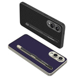 For-Samsung-Galaxy-S25-Edge-5G-GKK-Metal-Paint-Skin-Feel-Leather-Phone-Case-with-Pen(Carbon-Fiber-Black)