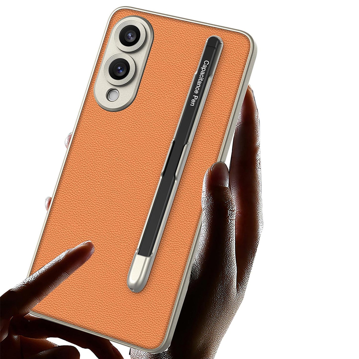 For-Samsung-Galaxy-S25-Edge-5G-GKK-Metal-Paint-Skin-Feel-Leather-Phone-Case-with-Pen(Carbon-Fiber-Black)