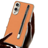 For-Samsung-Galaxy-S25-Edge-5G-GKK-Metal-Paint-Skin-Feel-Leather-Phone-Case-with-Pen(Carbon-Fiber-Black)