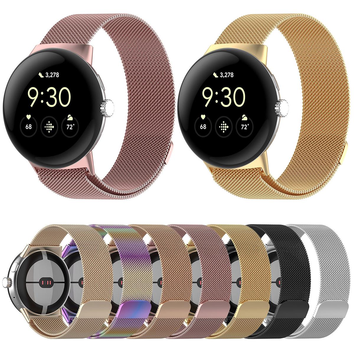 For-Google-Pixel-Watch-4-/-Watch-3-45mm-xDfind-Milanese-Metal-Magnetic-Watch-Band(Gold)