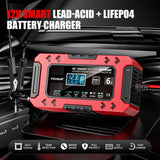 FOXSUR-FBC1206F-12V-6A-Car-Motorcycle-Battery-Charger-Smart-Repair-Multi-function-Charger,-EU-Plug(Red)