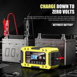 FOXSUR-FBC1206F-12V-6A-Car-Motorcycle-Battery-Charger-Smart-Repair-Multi-function-Charger,-EU-Plug(Yellow)