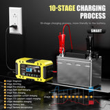 FOXSUR-FBC1206F-12V-6A-Car-Motorcycle-Battery-Charger-Smart-Repair-Multi-function-Charger,-EU-Plug(Yellow)