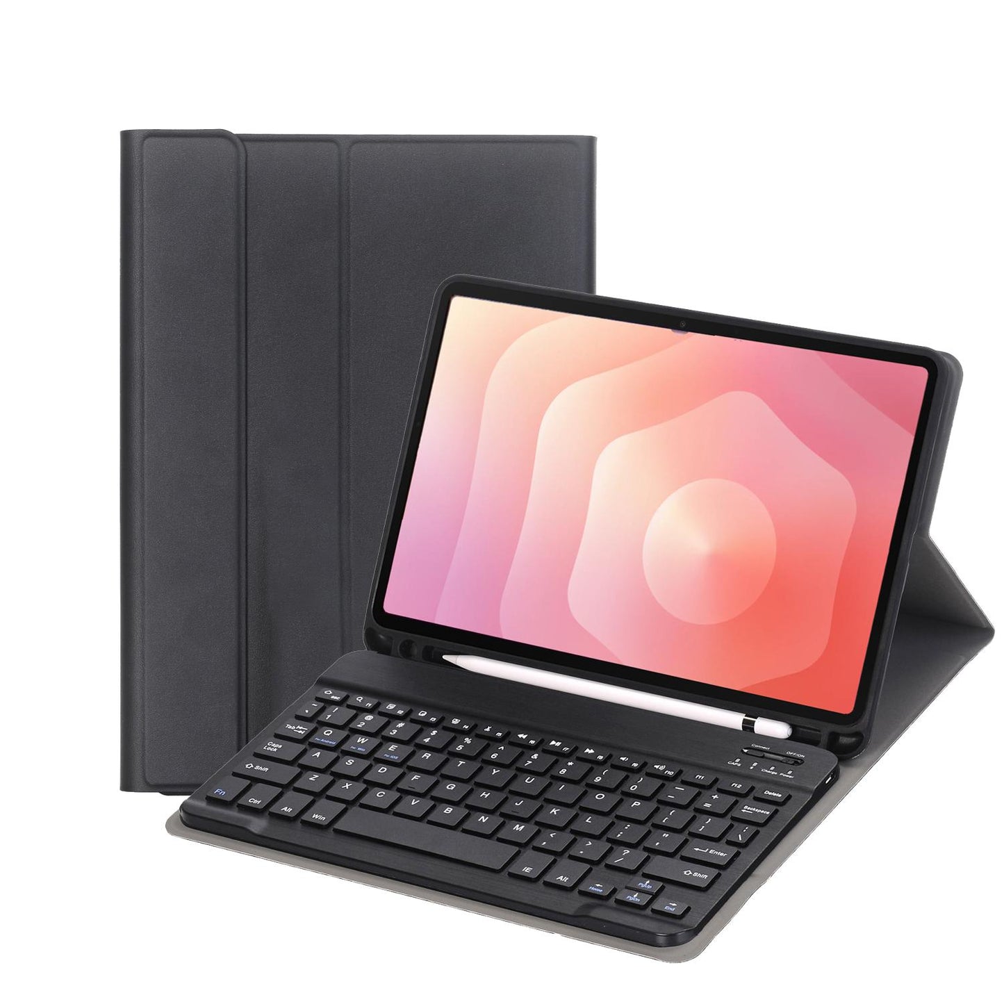 For-Samsung-Galaxy-Tab-S11-Candy-Color-TPU-Bluetooth-Keyboard-Leather-Tablet-Case-with-Pen-Holder(Black)