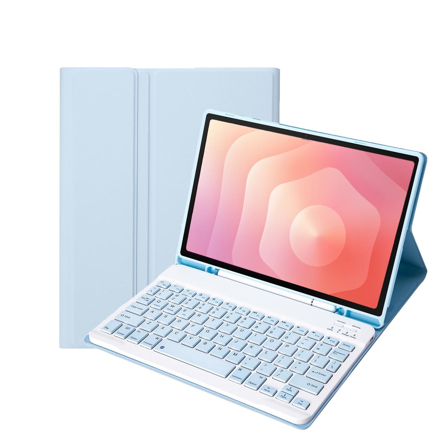 For-Samsung-Galaxy-Tab-S11-Candy-Color-TPU-Bluetooth-Keyboard-Leather-Tablet-Case-with-Pen-Holder(Ice-Blue)