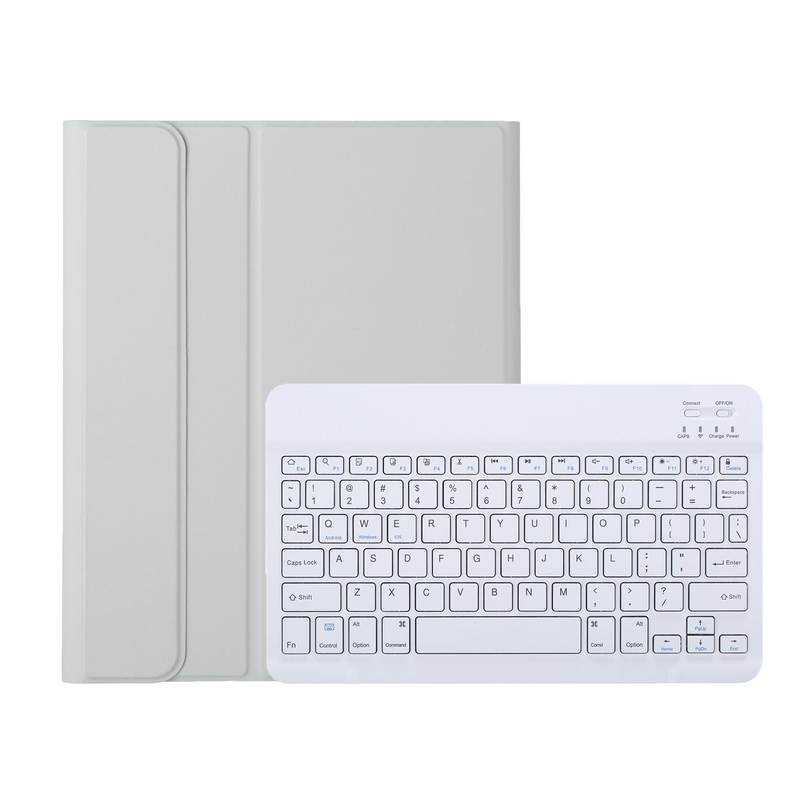 For-Samsung-Galaxy-Tab-S11-Candy-Color-TPU-Bluetooth-Keyboard-Leather-Tablet-Case-with-Pen-Holder(Grey)