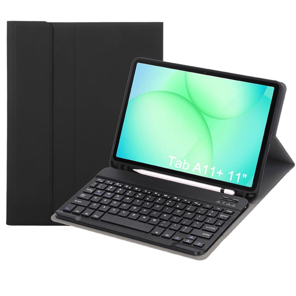 For-Samsung-Galaxy-Tab-A11+-Candy-Color-TPU-Bluetooth-Keyboard-Leather-Tablet-Case-with-Pen-Holder(Black)