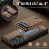 For-Samsung-Galaxy-A33-5G-JEEHOOD-J10-Flip-Card-Bag-MagSafe-Split-RFID-Leather-Phone-Case(Brown)