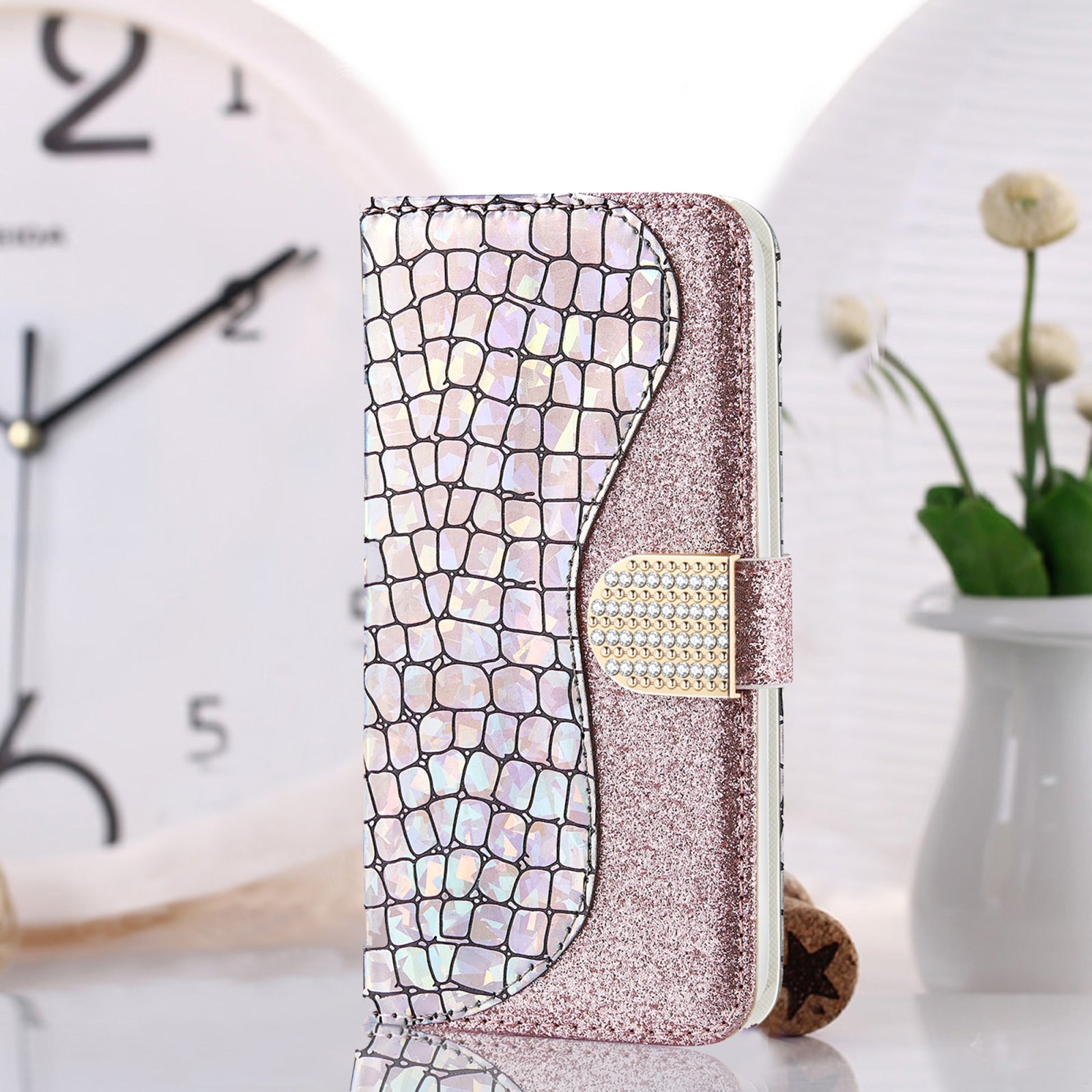For-Samsung-Galaxy-S20-FE-Laser-Glitter-Powder-Matching-Crocodile-Texture-Horizontal-Flip-Leather-Case-with-Card-Slots-&-Holder-&-Wallet(Silver)