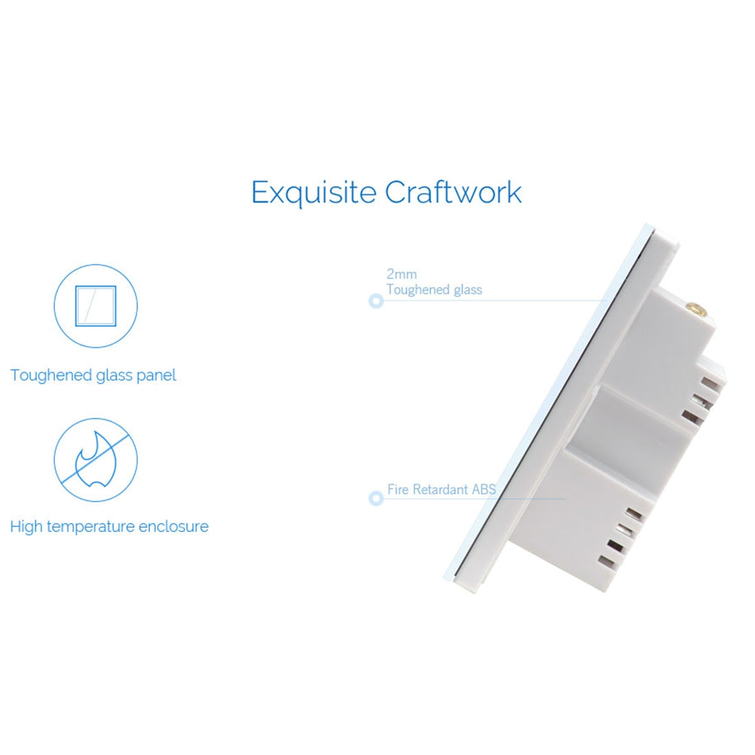 WS-UK-03 EWeLink APP & Touch Control 2A 3 Gangs Tempered Glass Panel Smart Wall Switch, AC 90V-250V, UK Plug